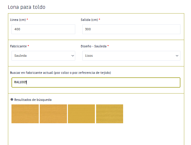 Buscar el color de tu lona para toldo por el código RAL